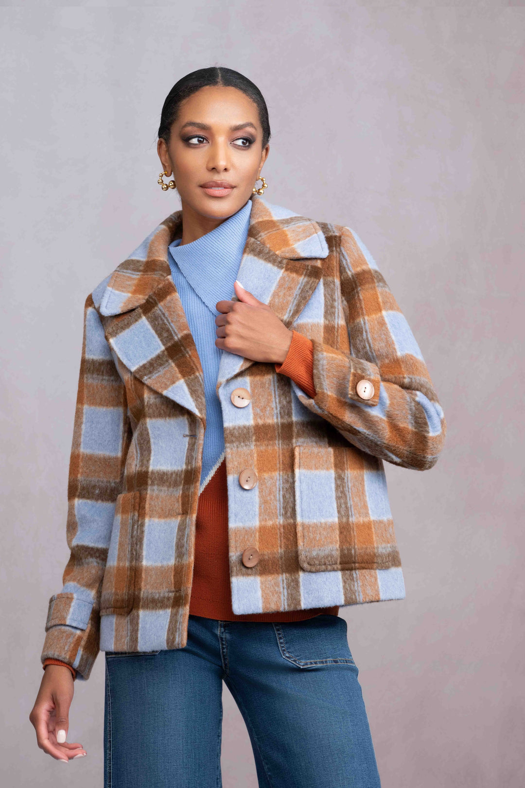 Veste courte à carreaux