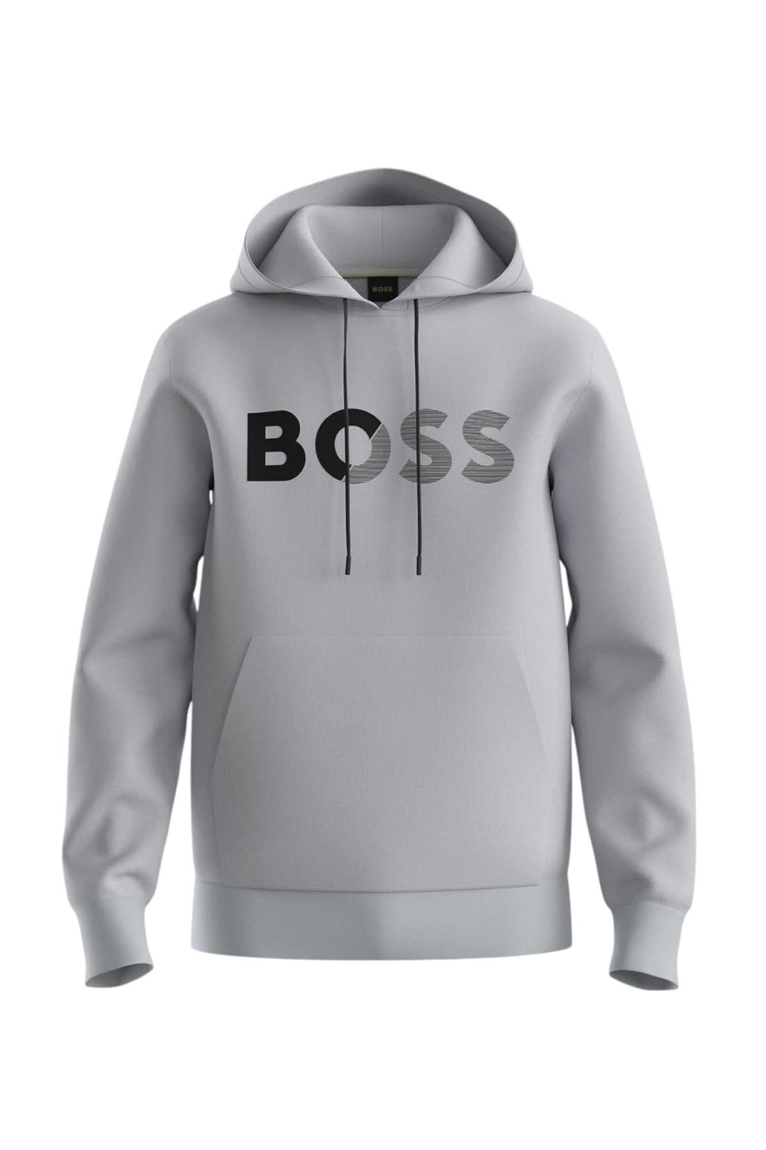 Haut en coton ouaté gris BOSS avec capuchon et logo graphique sur la poitrine.