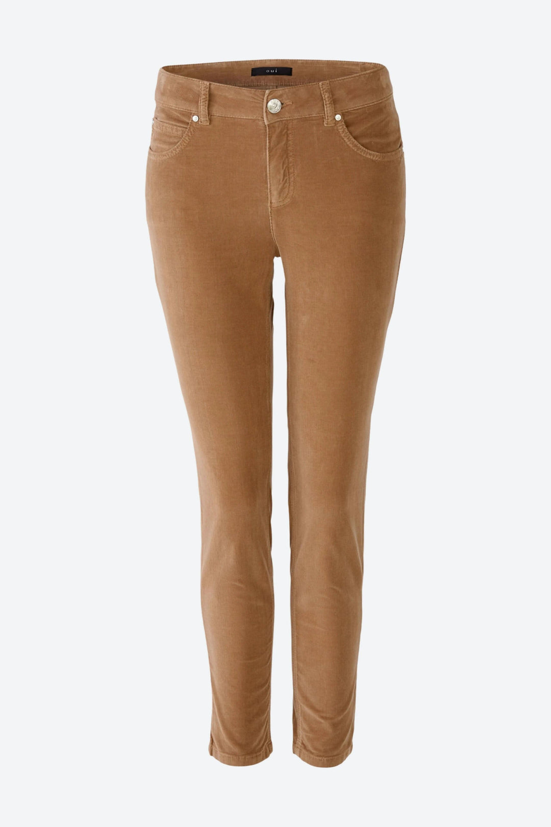 Pantalon en corduroy Baxtor slim fit, couleur beige, taille moyenne, 98% coton, 2% élasthanne.