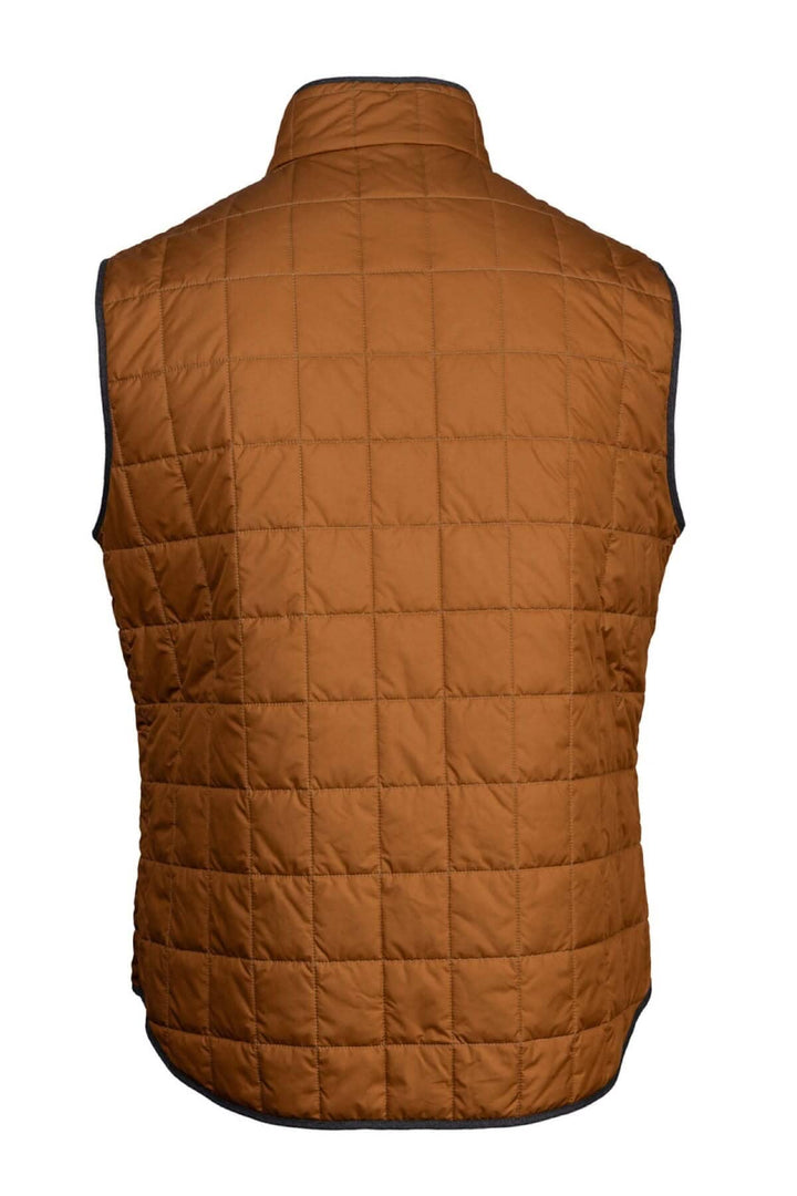 Veste sans manche en nylon matelassée, couleur brun, vue arrière, idéale pour l'automne et l'hiver.