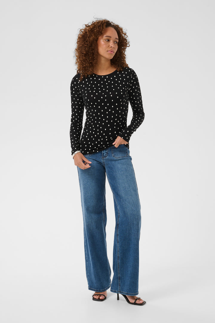 Bella Long-Sleeve Polka Dot T-Shirt