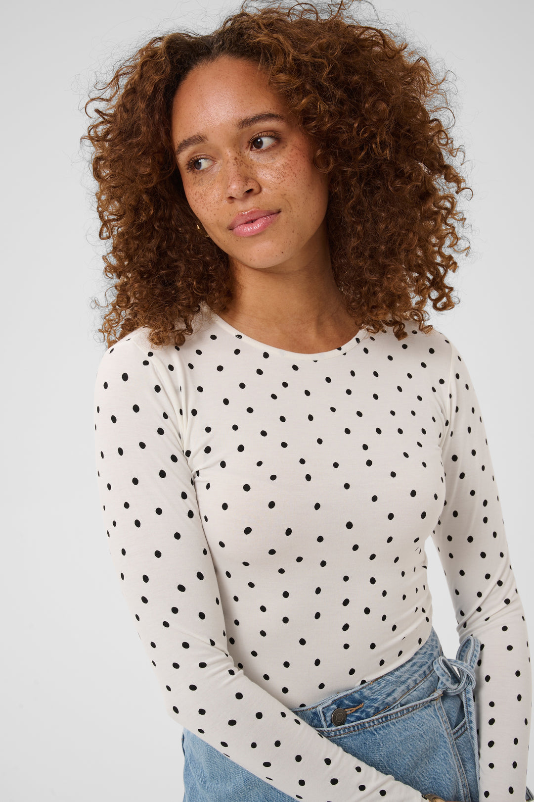 Bella Long-Sleeve Polka Dot T-Shirt