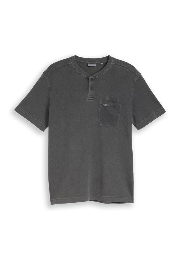 Embossed Henley-neck T-shirt