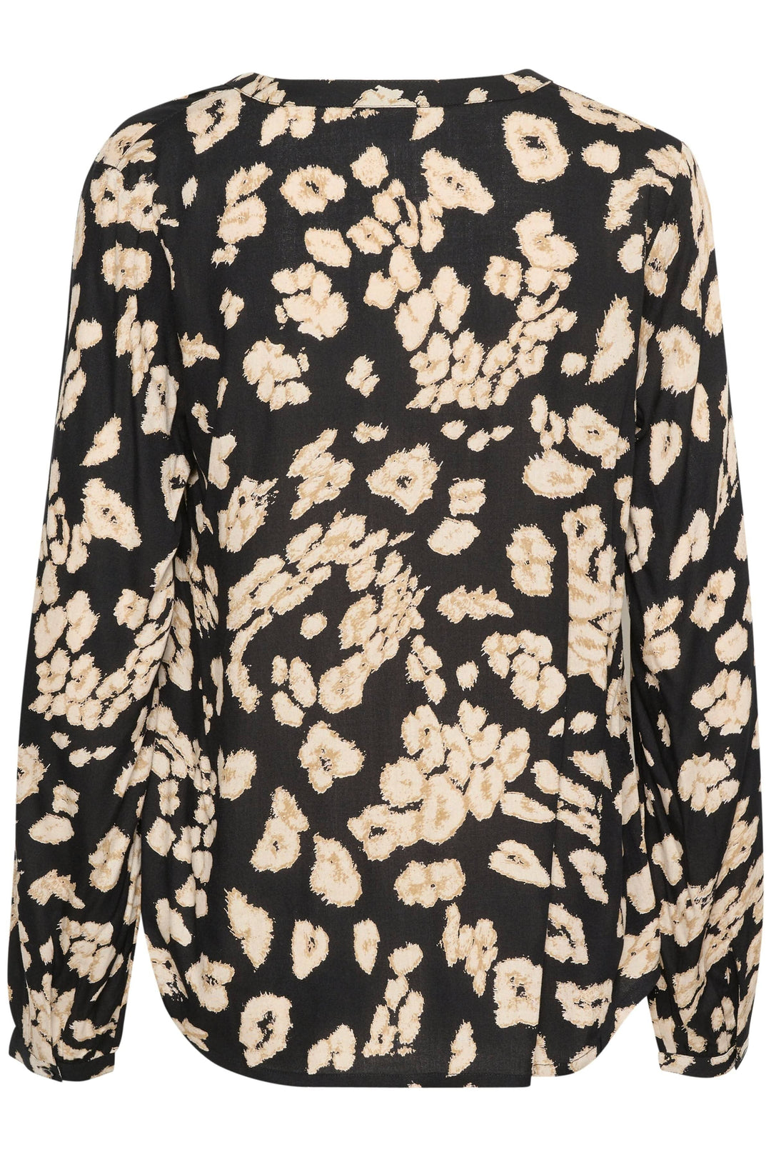 Blouse Beathe à imprimé léopard, vue arrière avec manches longues, design élégant et confortable.