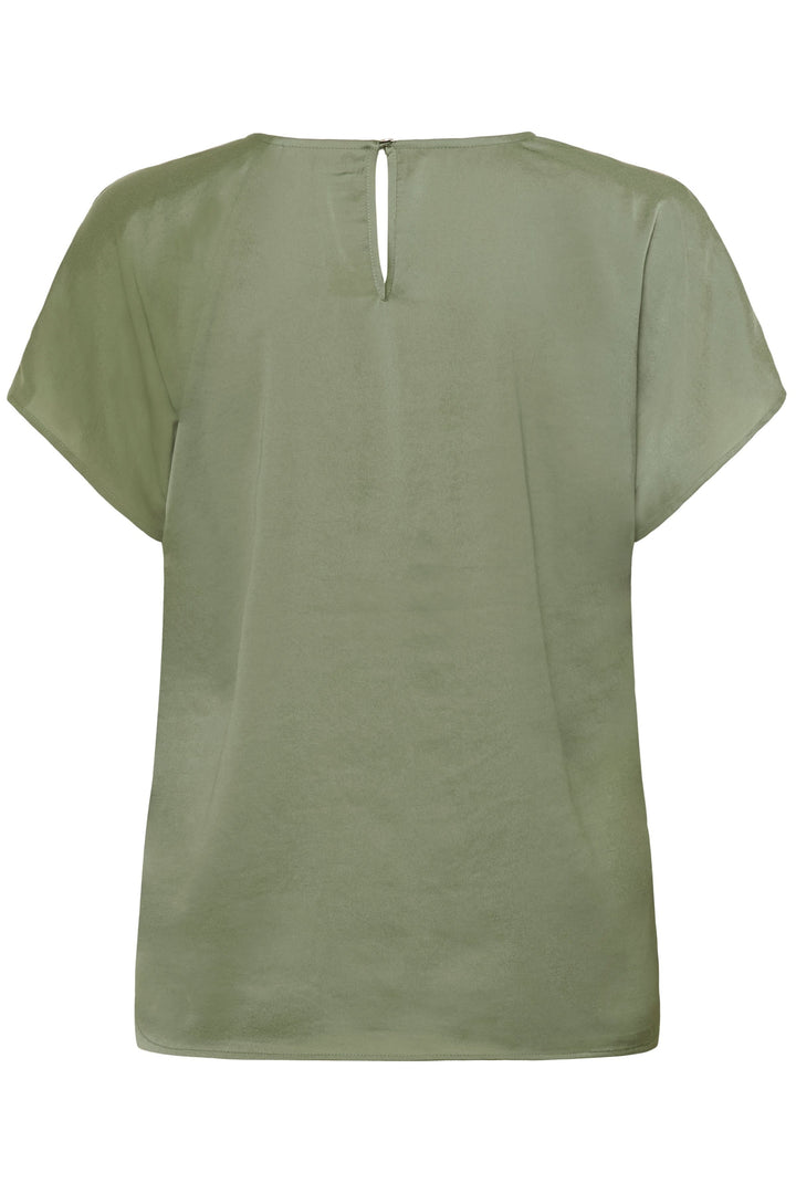 Blouse Rinda olive avec coupe droite et manches courtes