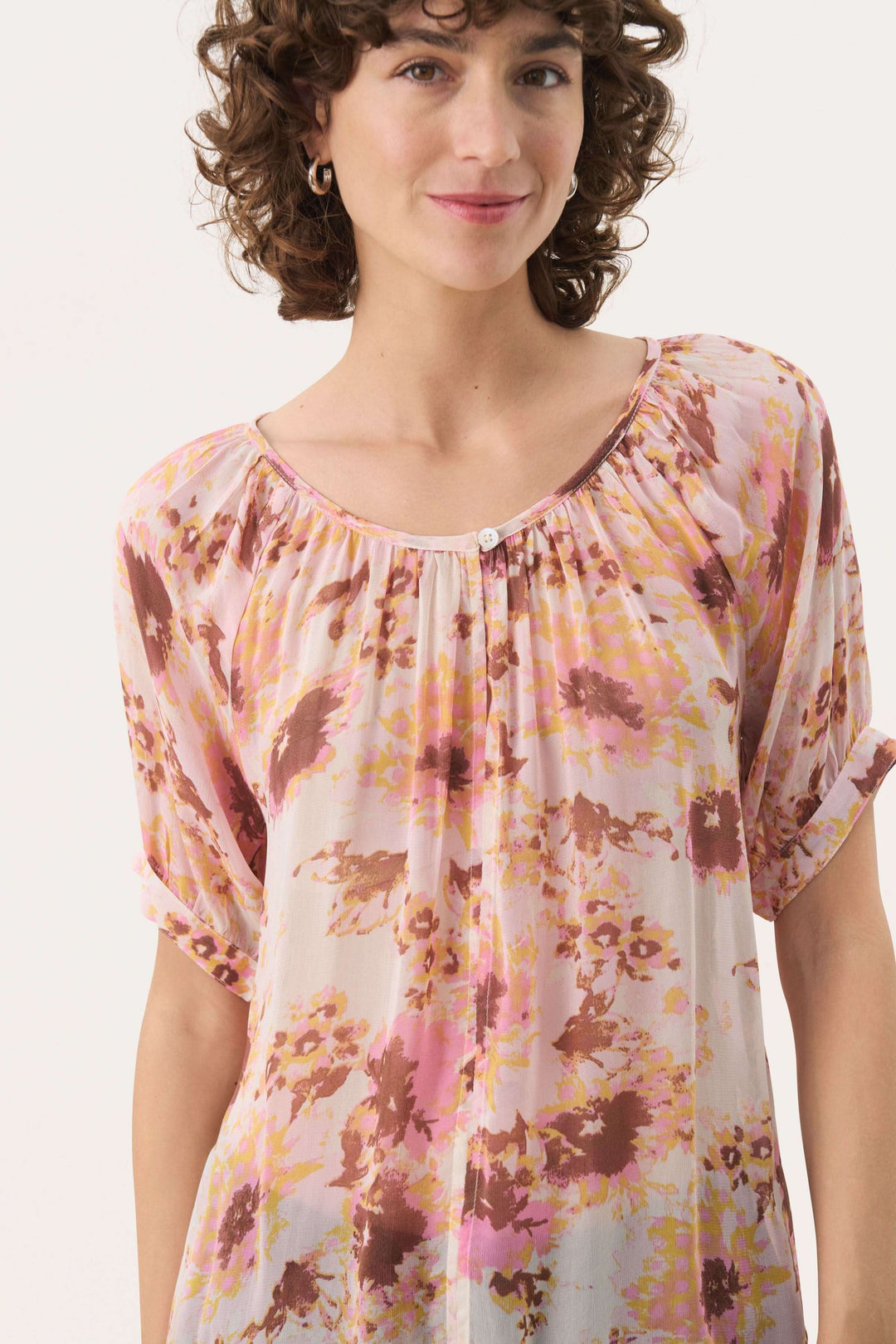 Blouse Rosanne légère avec imprimé floral, fronces à l&