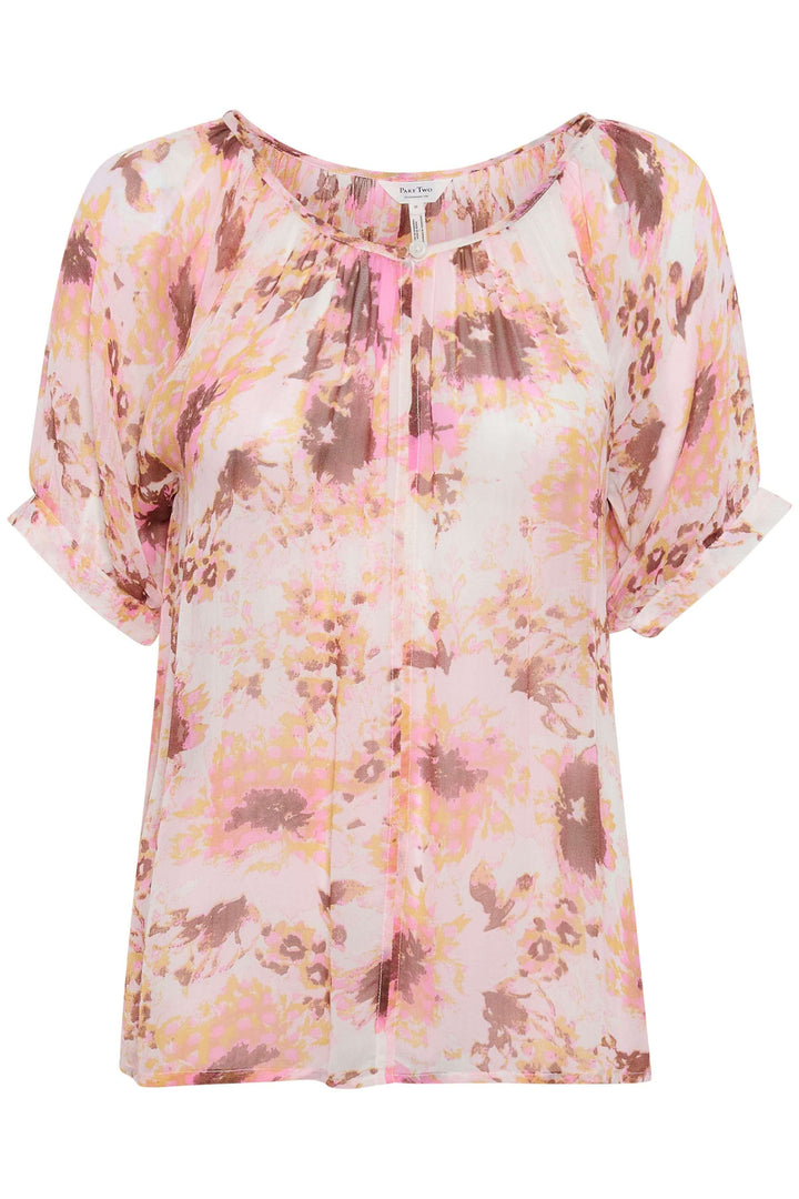 Blouse Rosanne légère à imprime floral rose, chic et décontractée, idéale pour l&