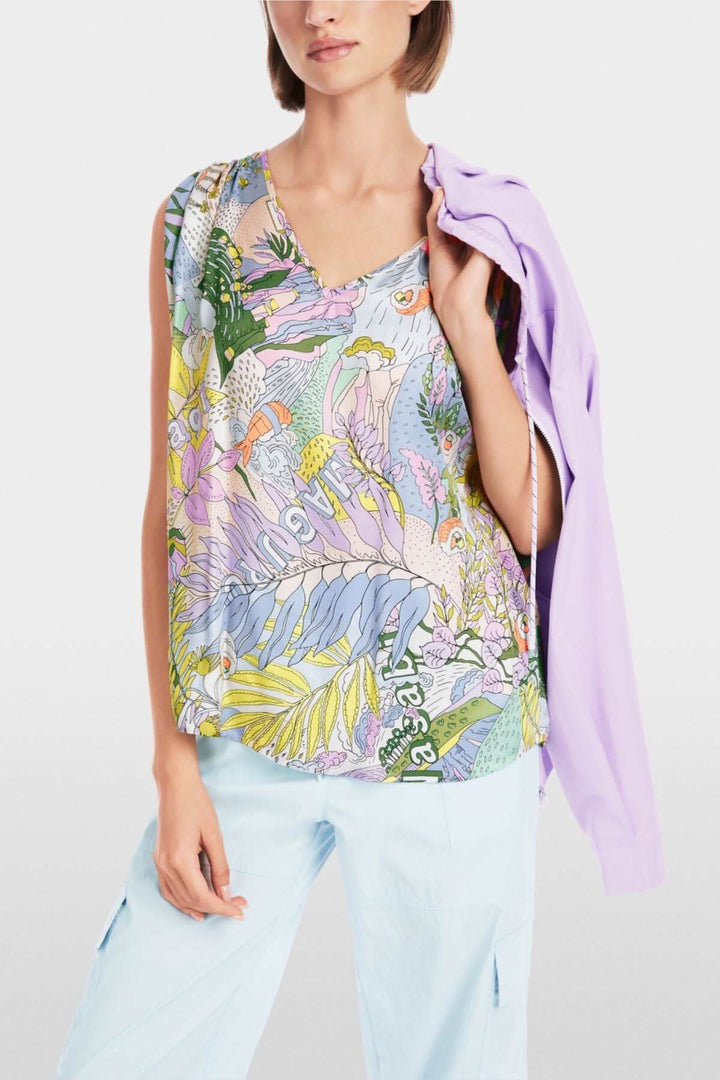 Blouse imprimée sushi colorée en viscose, ample, avec encolure en V, idéale pour l&