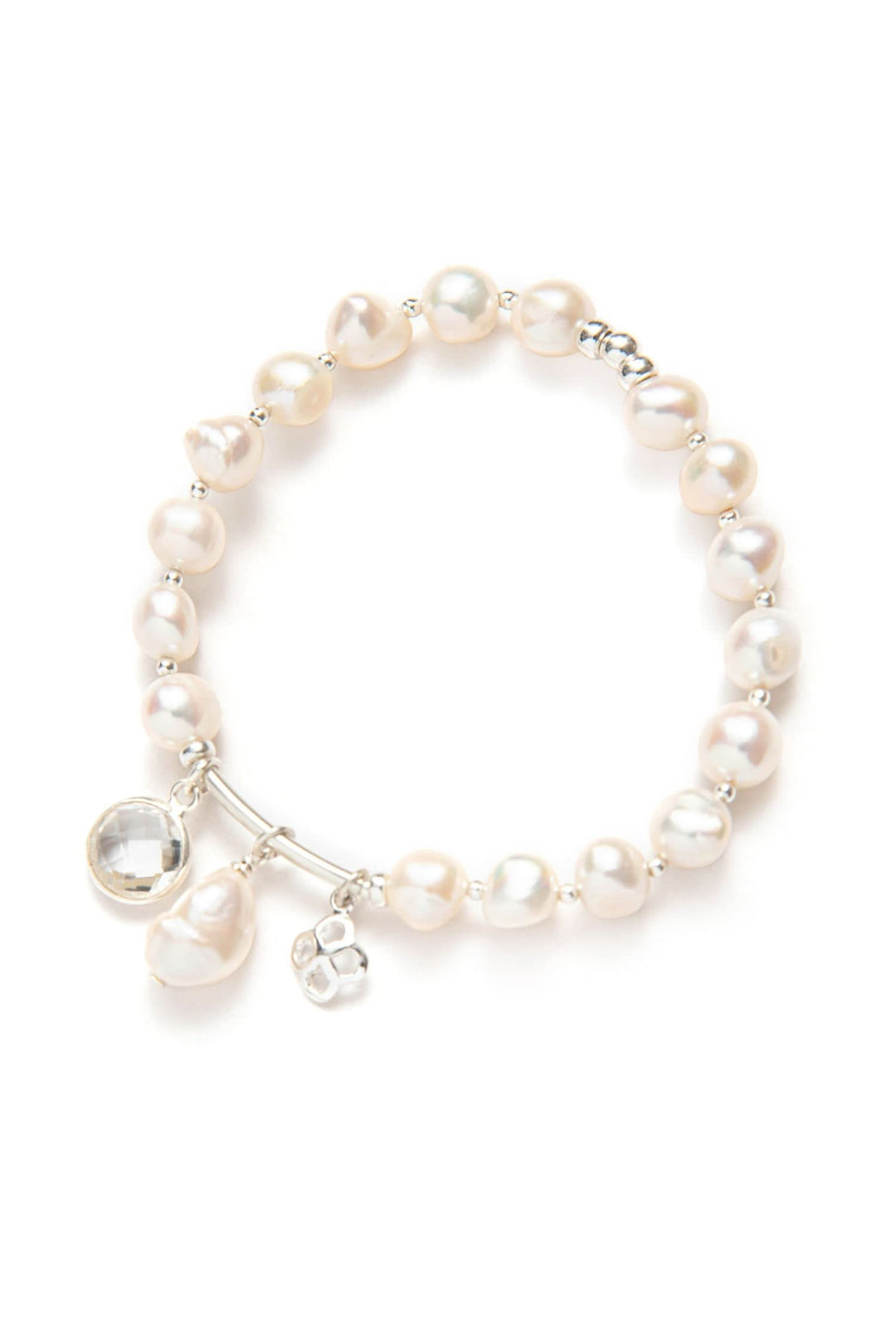 Bracelet en perles d'eau douce avec breloques, argent sterling, collection Not So Quiet, élégant et audacieux.