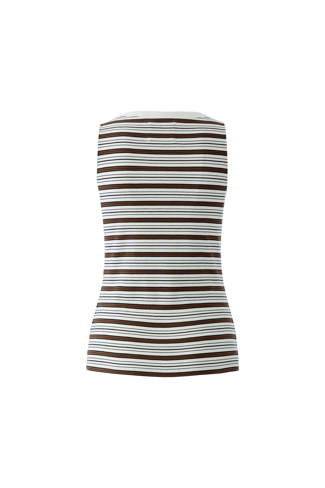 Camisole à rayures en maille côtelée avec bretelles larges, offrant un look estival moderne et ajusté au dos.