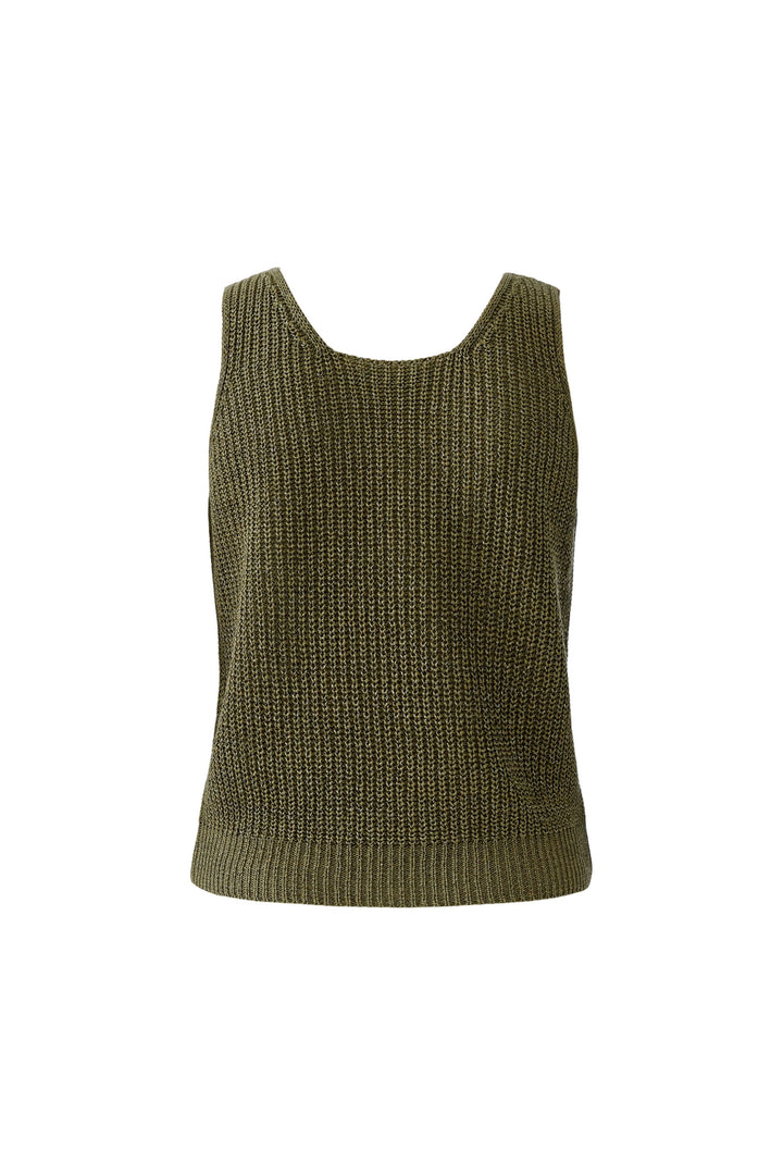 Camisole tricoté en fil spécial avec encolure droite et maille texturée pour un style polyvalent et confortable.