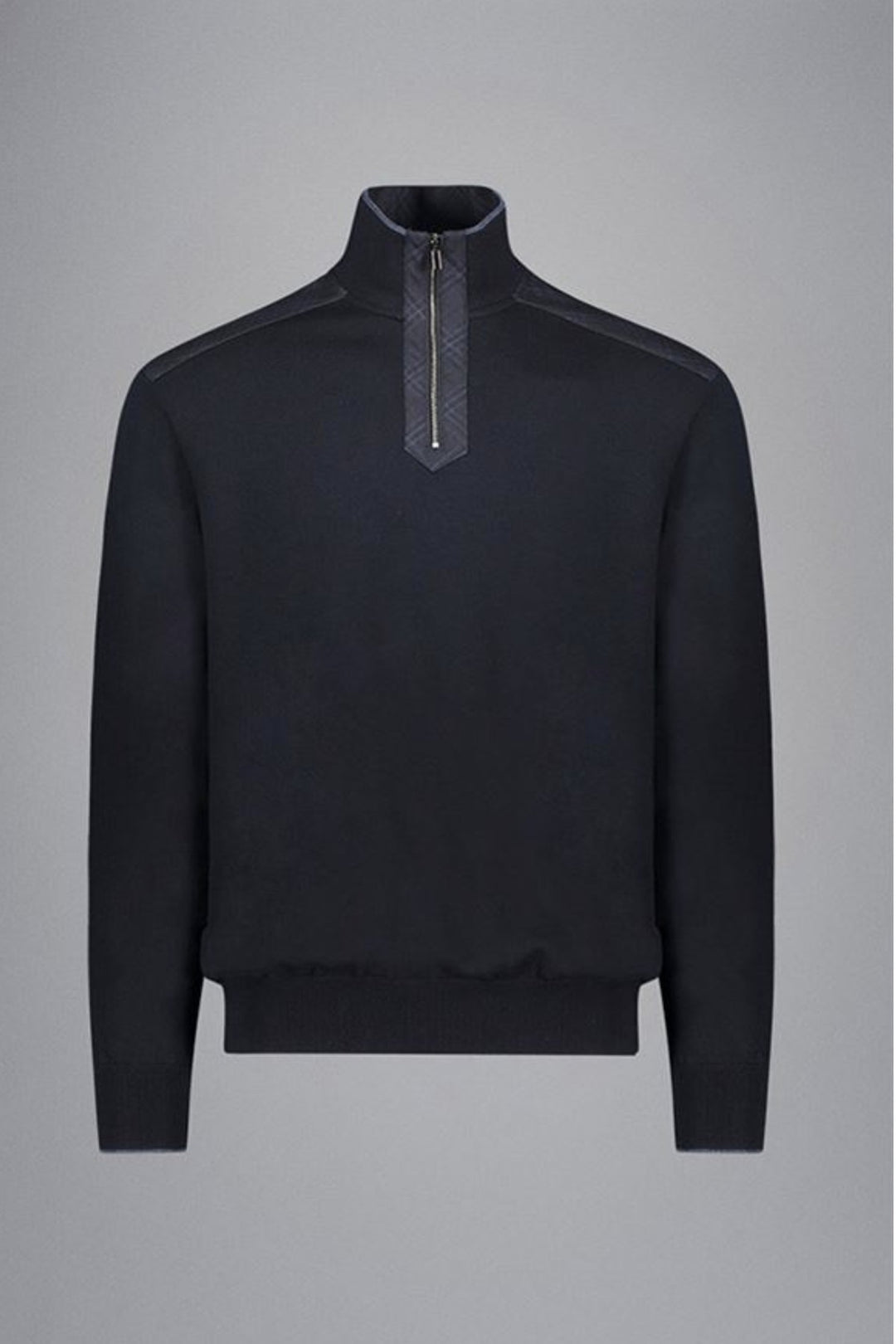 Chandail demi-zippé en laine imperméable Loro Piana®, élégant et doux, idéal pour l'automne et l'hiver.