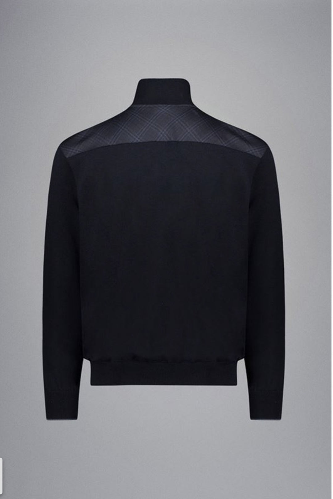 Chandail demi-zippé en laine imperméable Loro Piana®, vue arrière, élégant et fonctionnel pour l'automne et l'hiver.