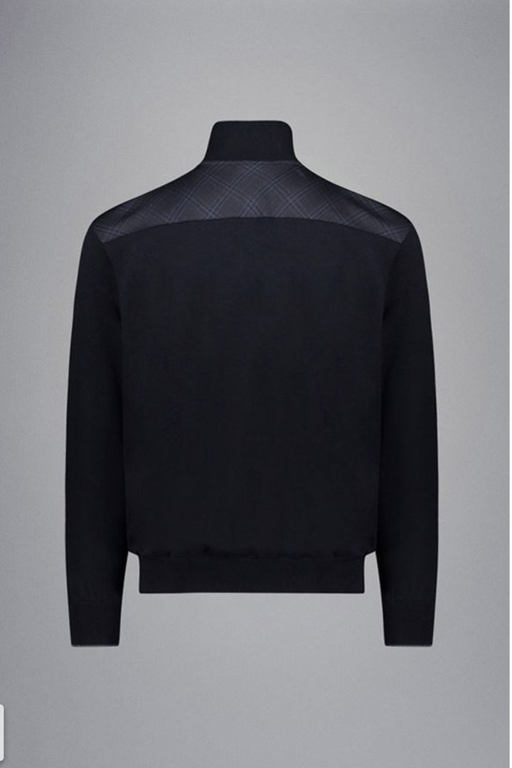Chandail demi-zippé en laine imperméable Loro Piana®, vue arrière, élégant et fonctionnel pour l'automne et l'hiver.