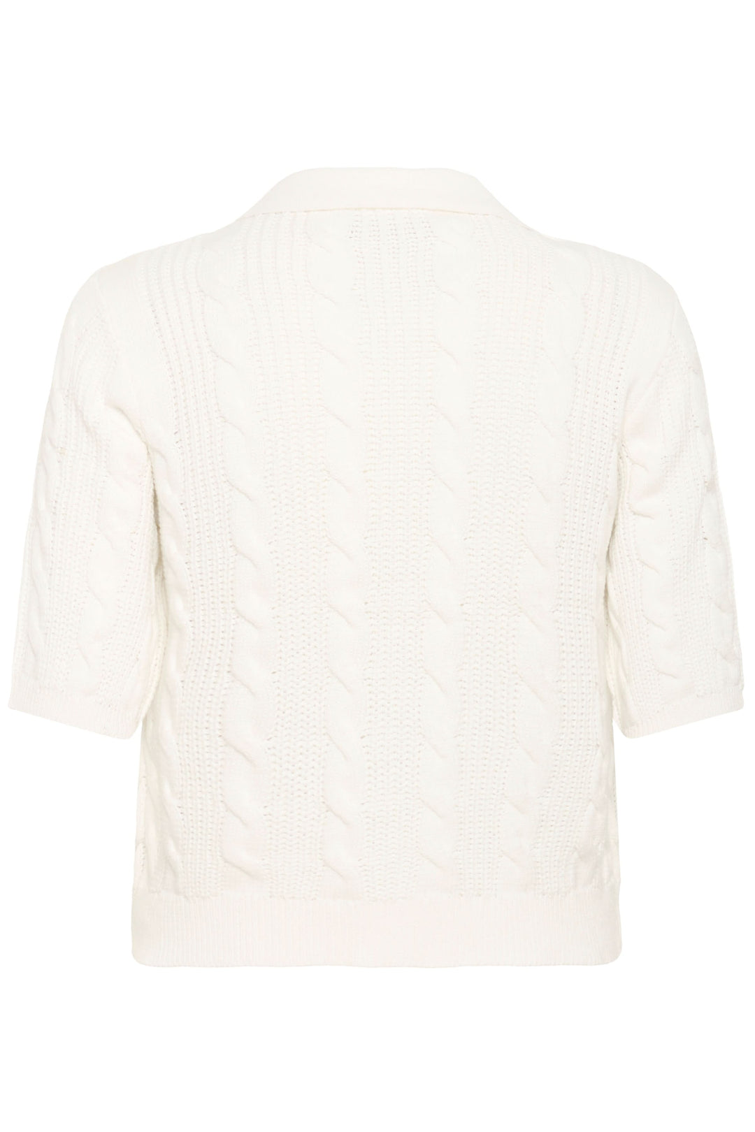 Cardigan Blair en maille torsadée, coupe ajustée, col polo, manches courtes, fermé par boutons, idéal pour un style élégant et féminin.