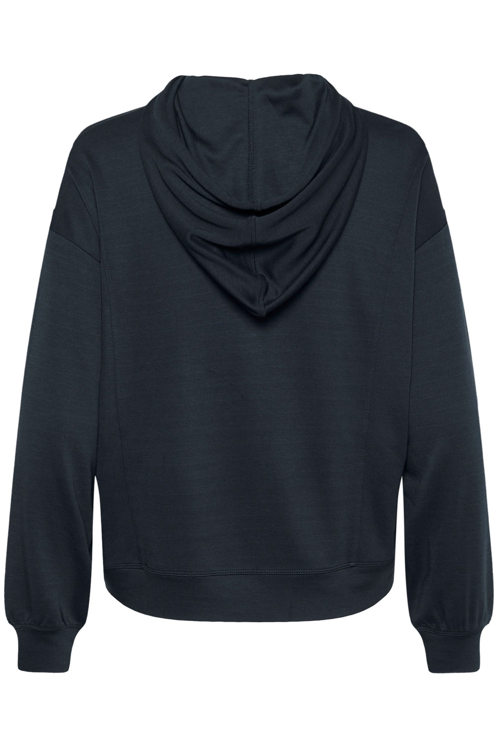 Chandail Josine à capuchon, coupe ample, coloris noir, vue arrière, style décontracté.