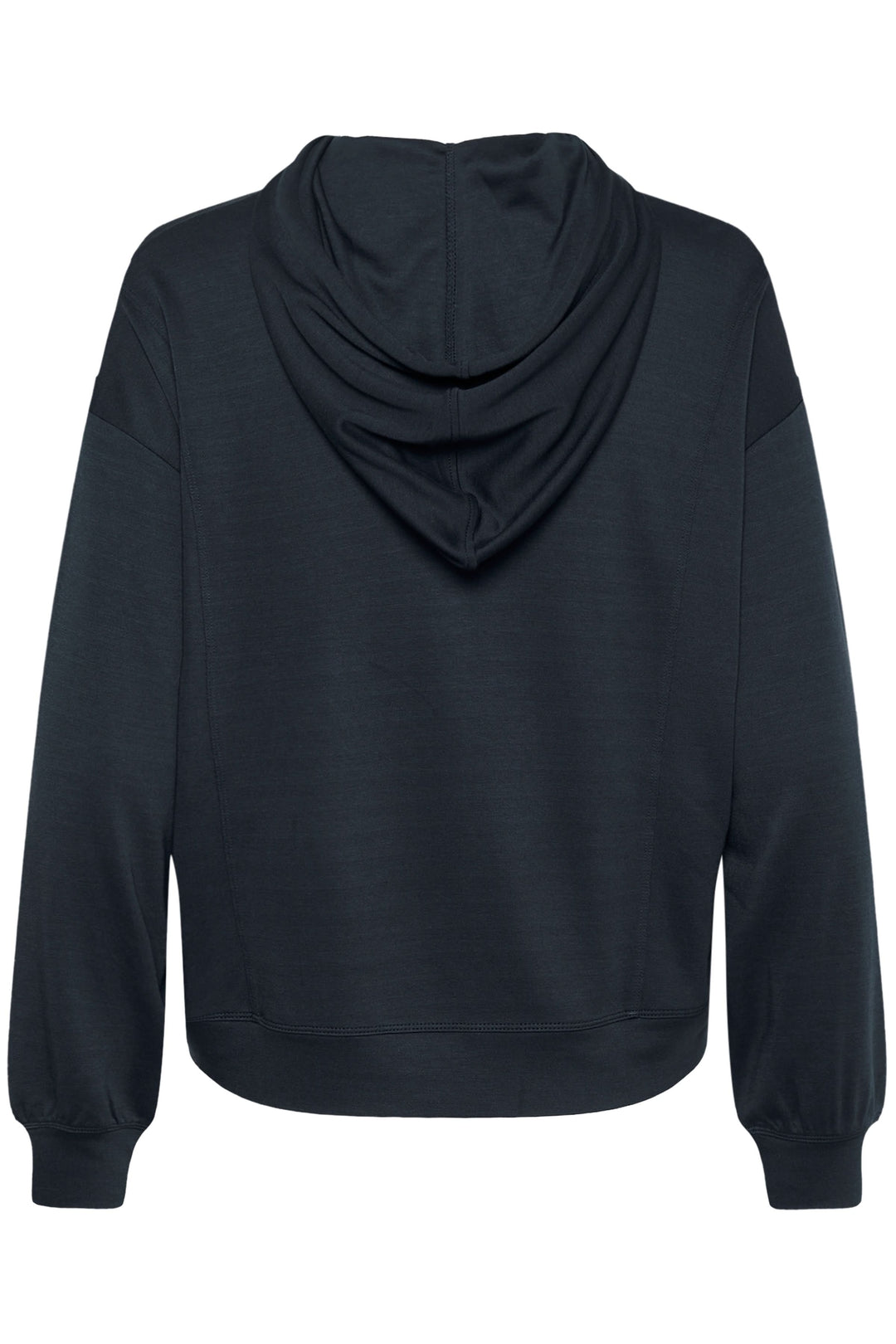 Chandail Josine à capuchon, coupe ample, coloris noir, vue arrière, style décontracté.