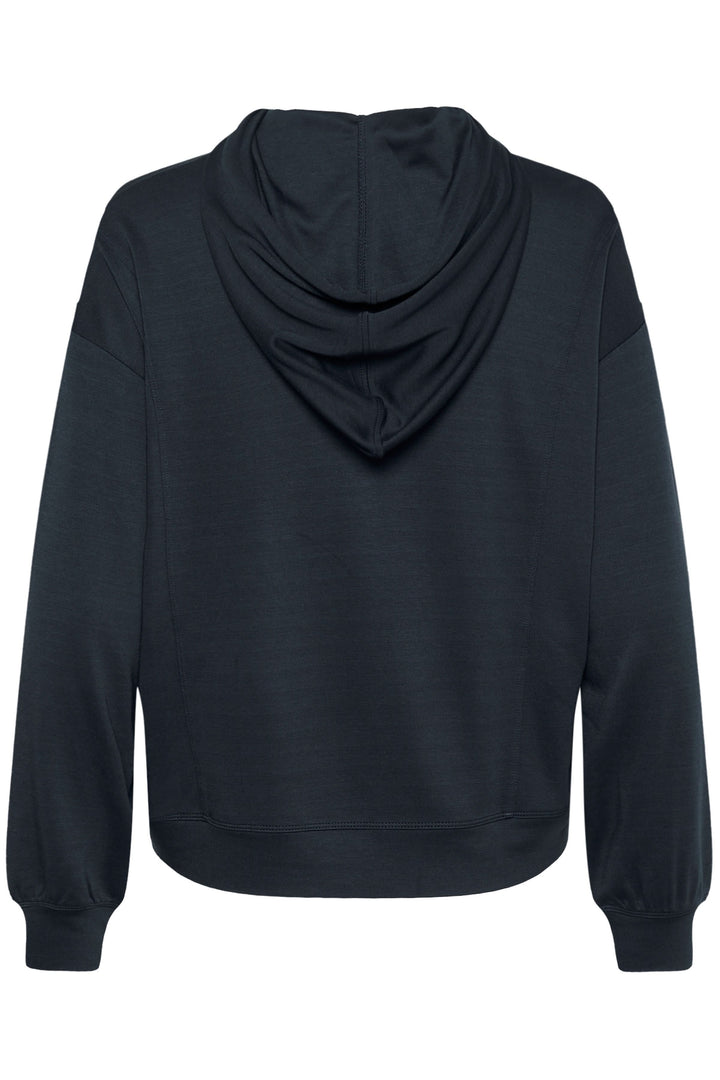 Chandail Josine à capuchon, coupe ample, coloris noir, vue arrière, style décontracté.