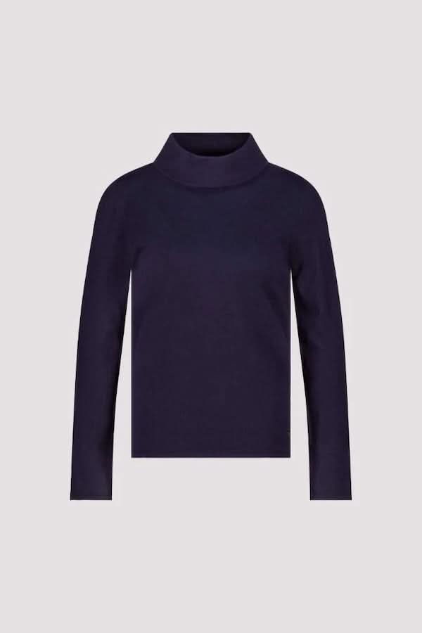 Chandail à col montant ajusté en tricot extensible, silhouette élégante, manches longues, parfait pour style professionnel ou décontracté.