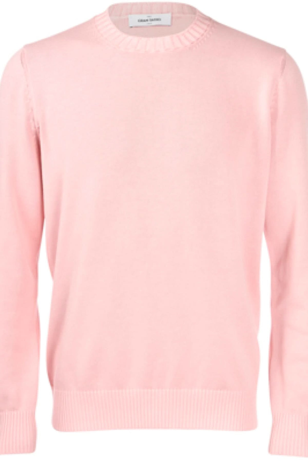 Chandail à col rond rose, en coton doux, coupe droite, parfait pour superpositions ou porté seul, style décontracté.