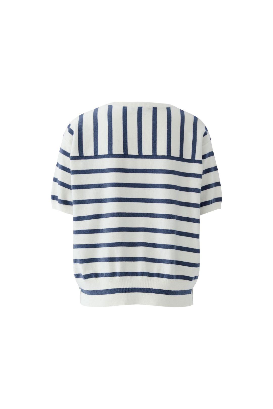 Chandail rayé à manches courtes au style marin avec coupe ample et motif rayé horizontal, parfait pour un look décontracté et moderne.