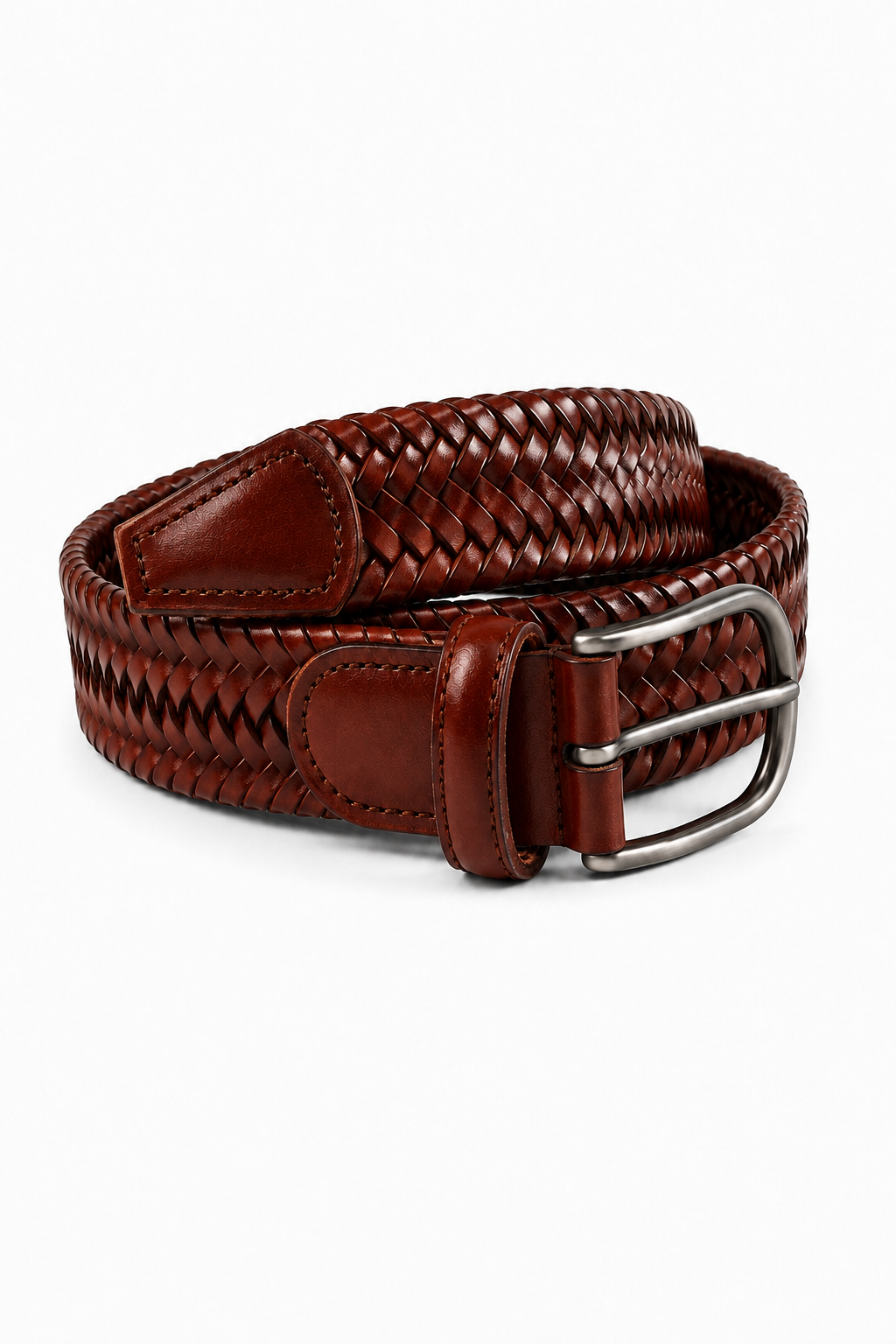 Braided leather belt