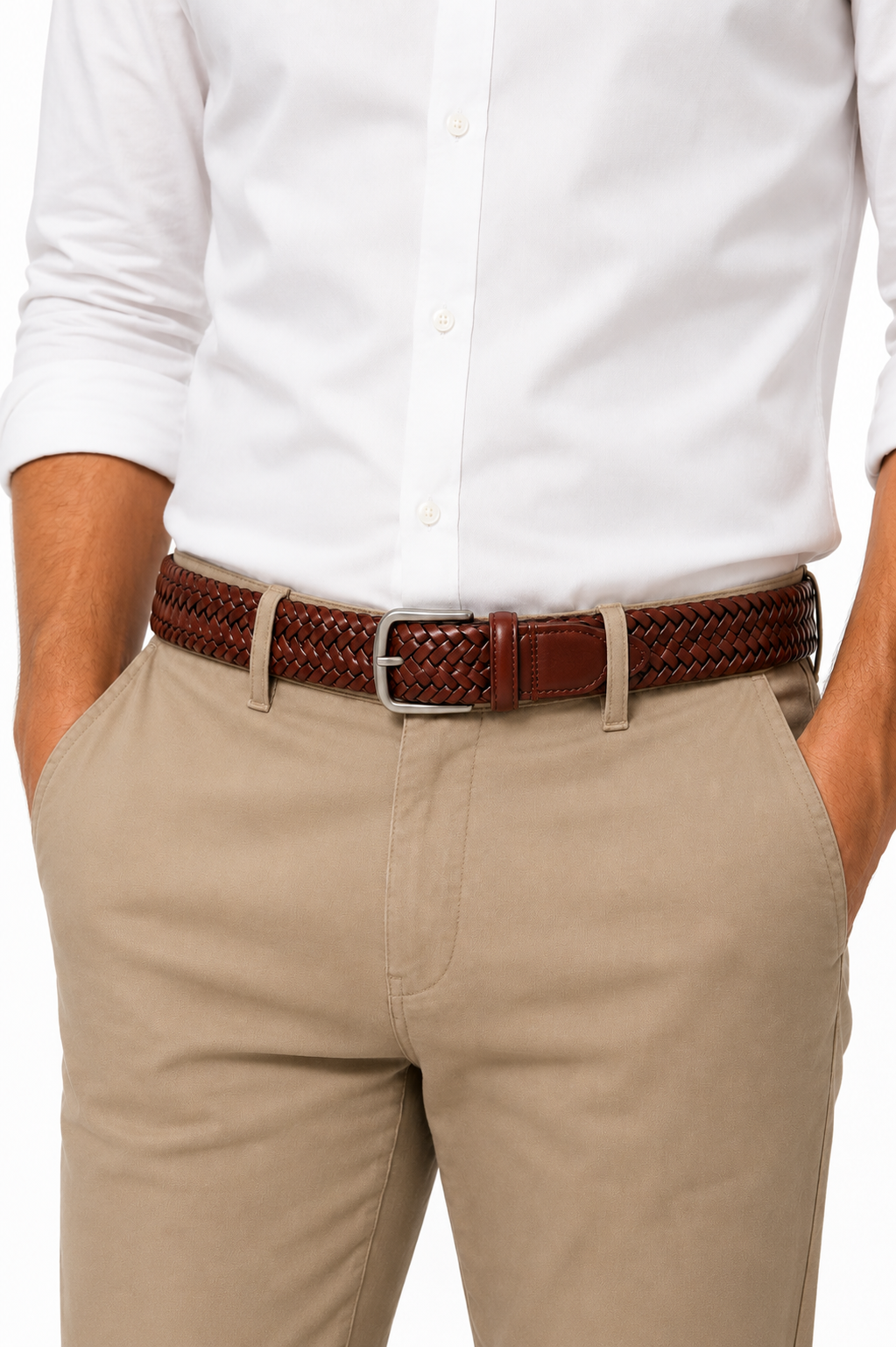 Braided leather belt