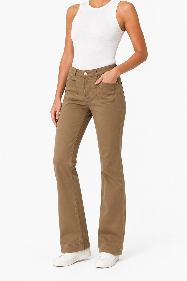 Pantalon Mary évasé à poches plaquées