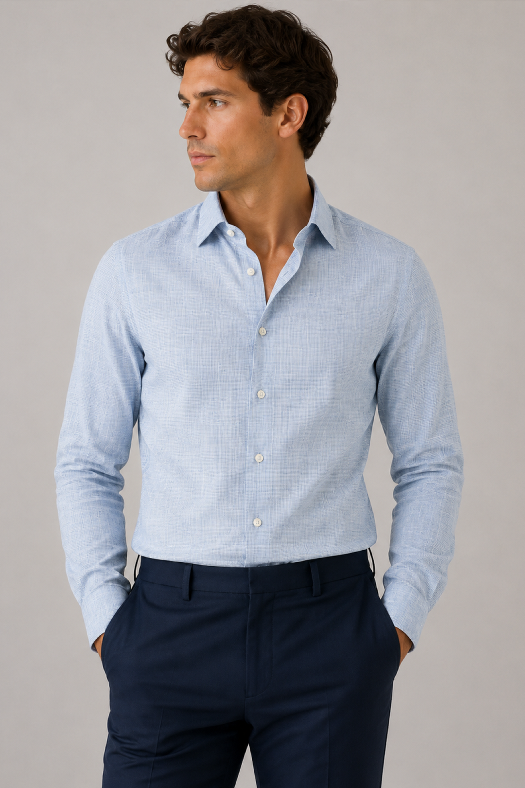Long-sleeve linen shirt
