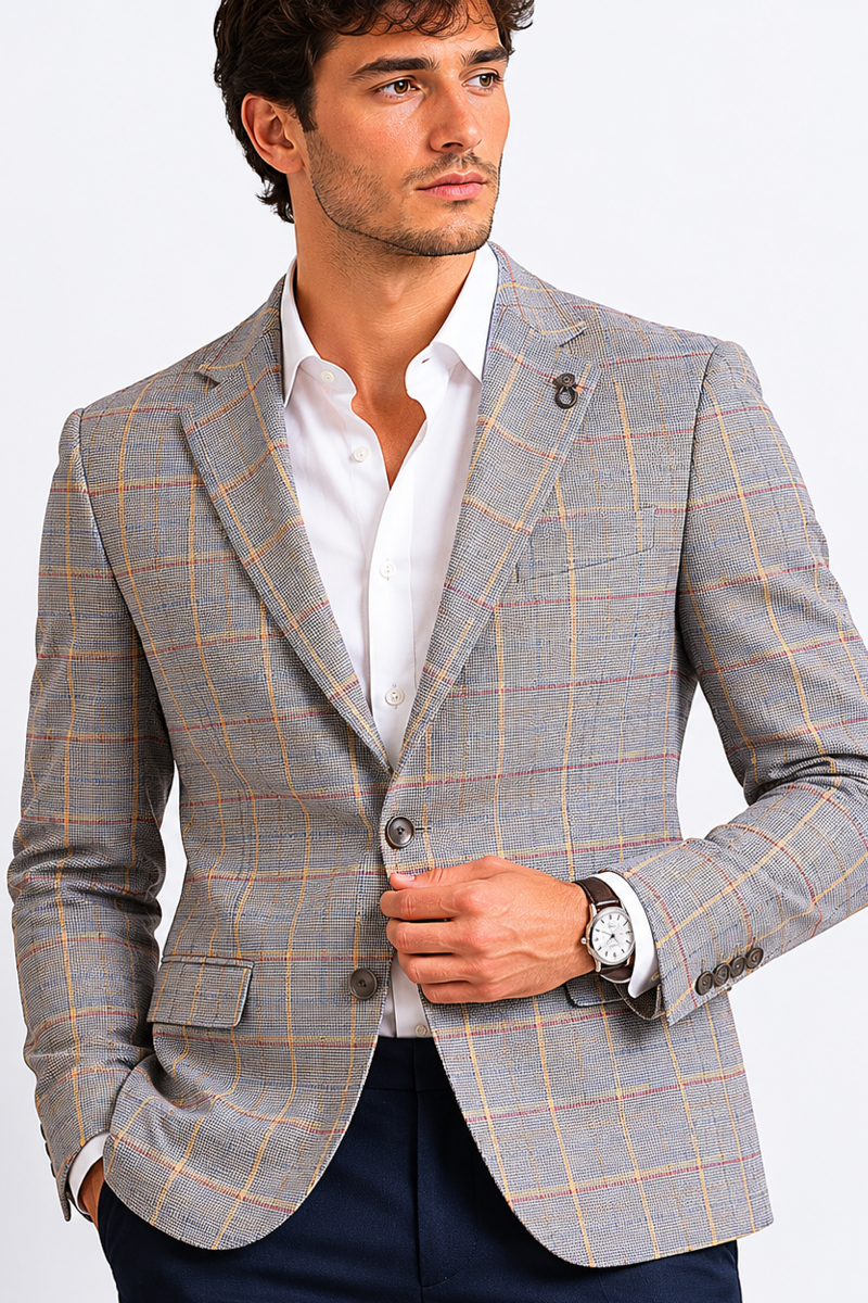 Windowpane-check jacket