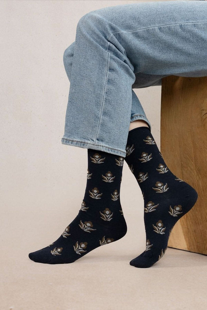 Chaussettes à fleurs pour femme, en laine mérinos et coton, confortables et élégantes, porter avec chaussures d&