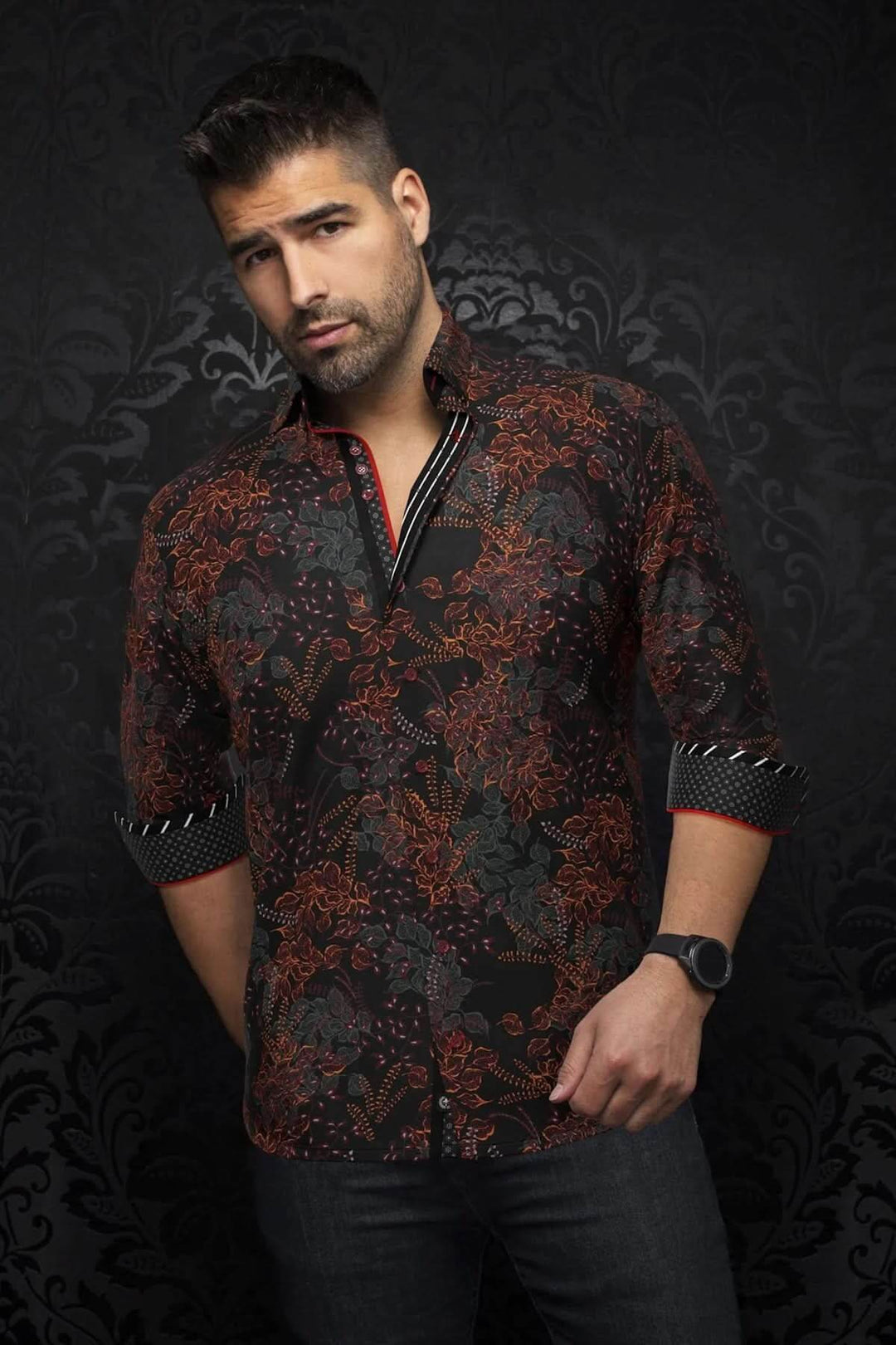 Chemise Beckett, coton extensible, motifs contrastants, élégante et décontractée, tenue idéale pour toutes occasions.