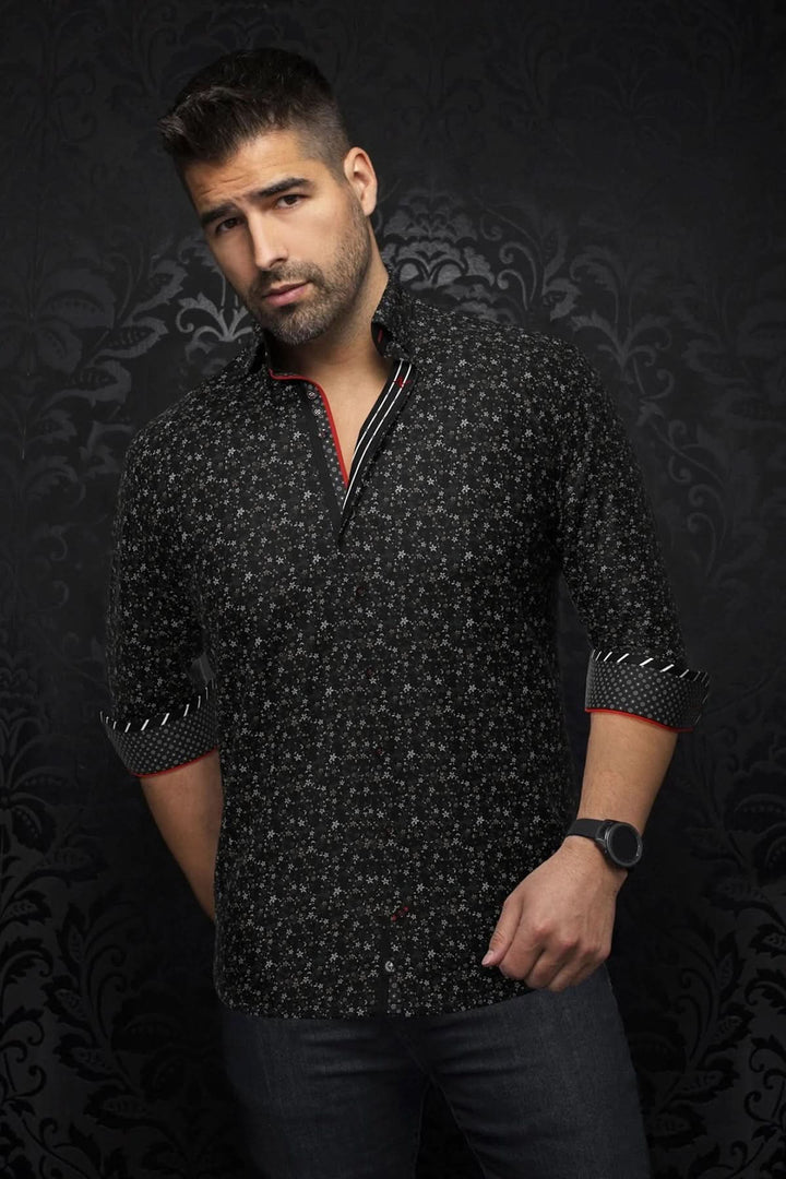 Chemise McBryde en coton extensible, élégante avec motifs contrastants, portez-la pour un style habillé ou décontracté.