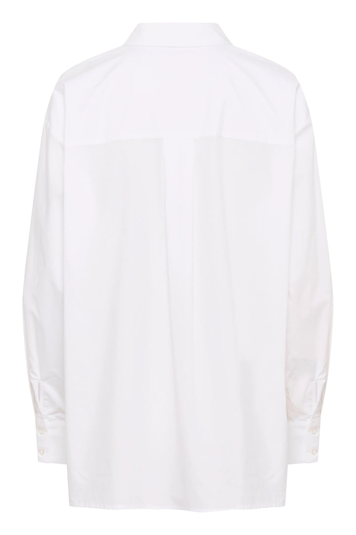 Vue arrière de la chemise Mira en popeline de coton, avec col chemise et manches longues.