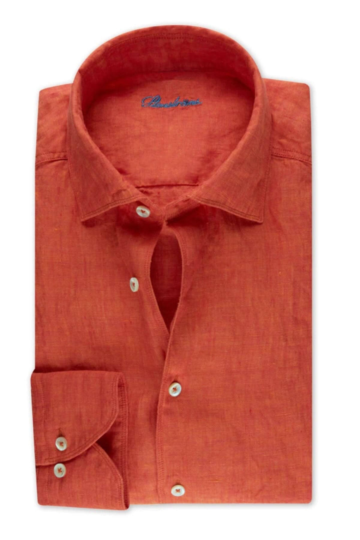 Chemise en lin orange, 100% naturel, légère et respirante, idéale pour l&