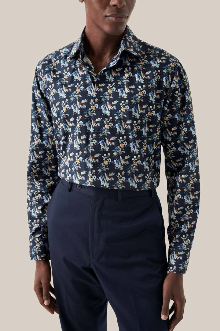Chemise à fleurs à manches longues, élégante et parfaite pour des événements spéciaux en coton 100%.