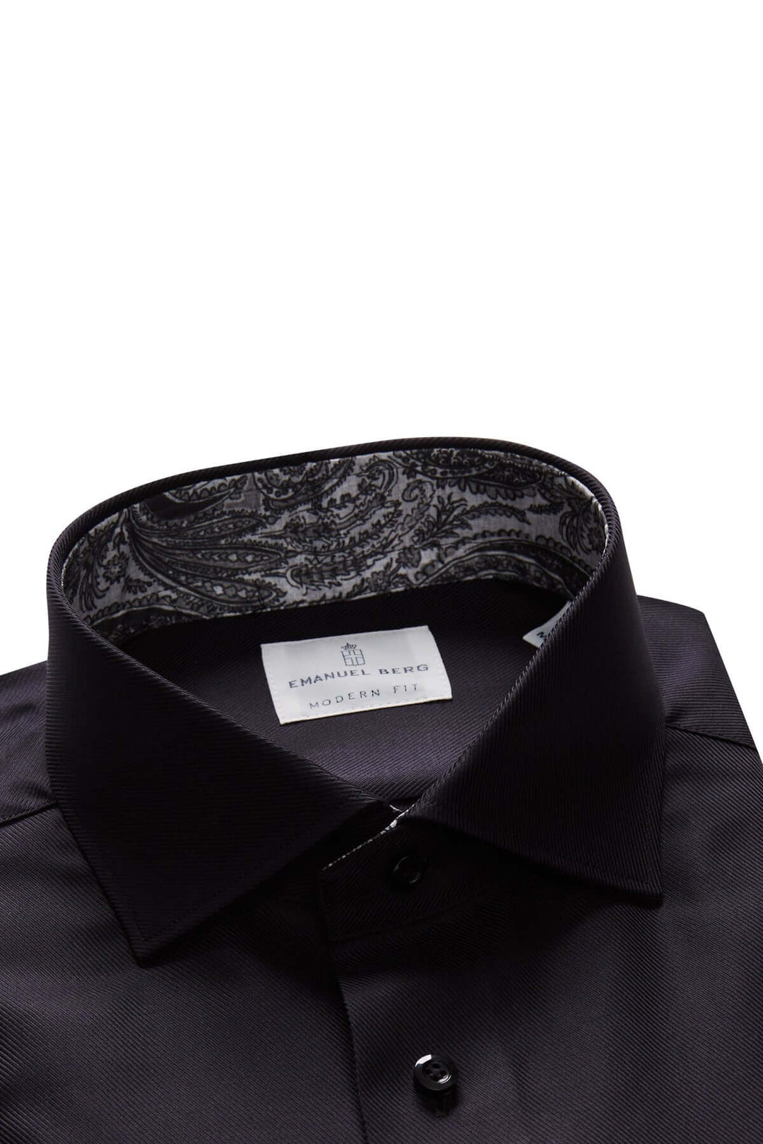 Chemise moderne noire avec col classique et imprimé cachemire à l&