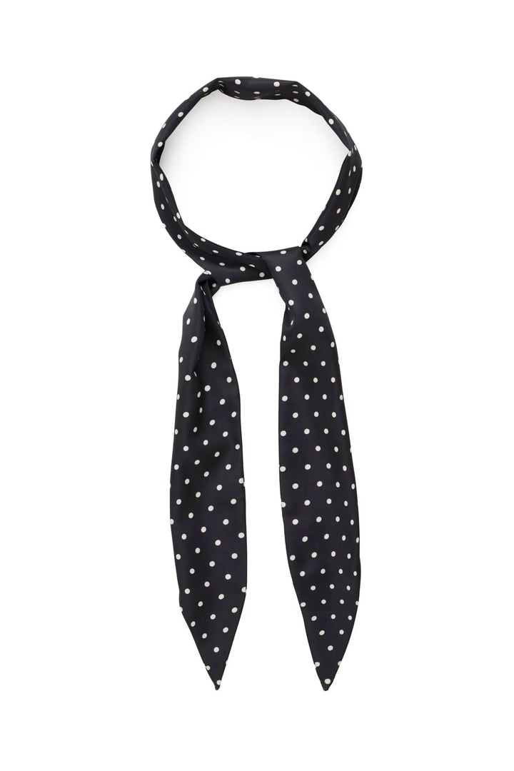 Foulard Lupa à pois délicat, noir avec pois blancs, en 100% viscose, élégant et facile à porter.