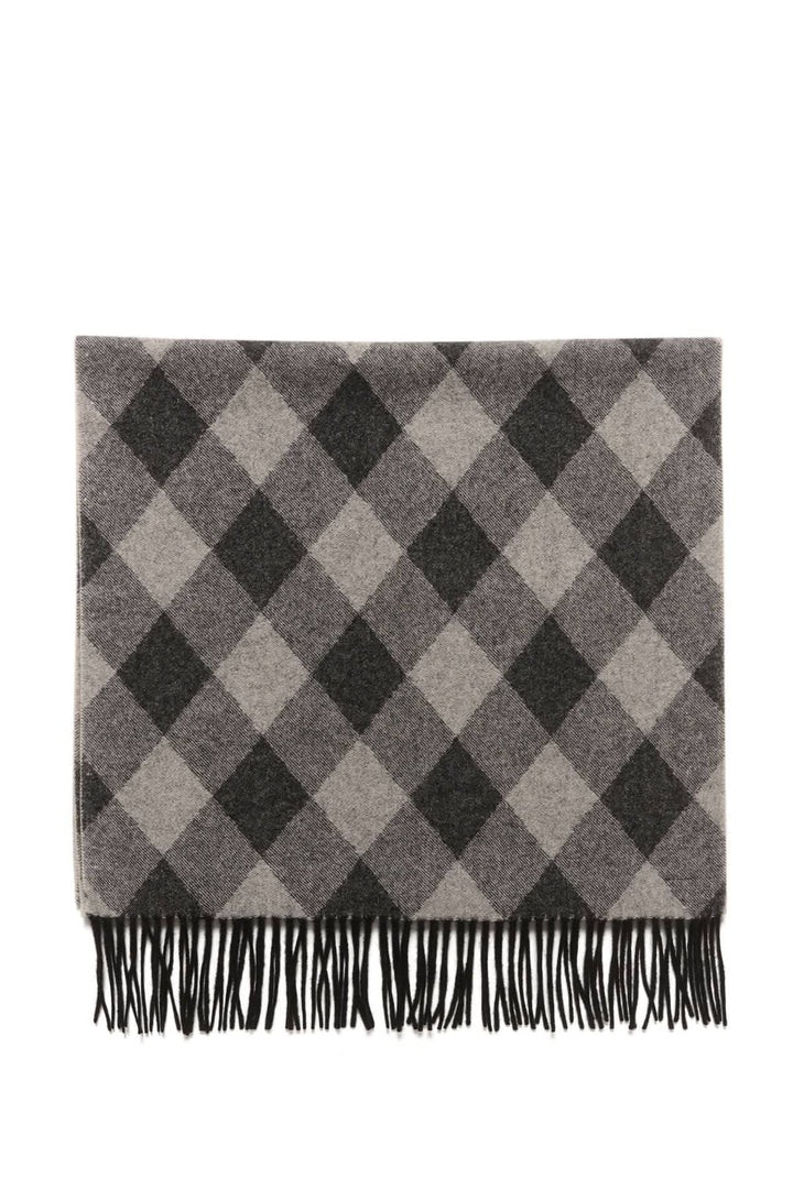 Foulard à losanges Dortia en laine avec franges, parfait pour l&