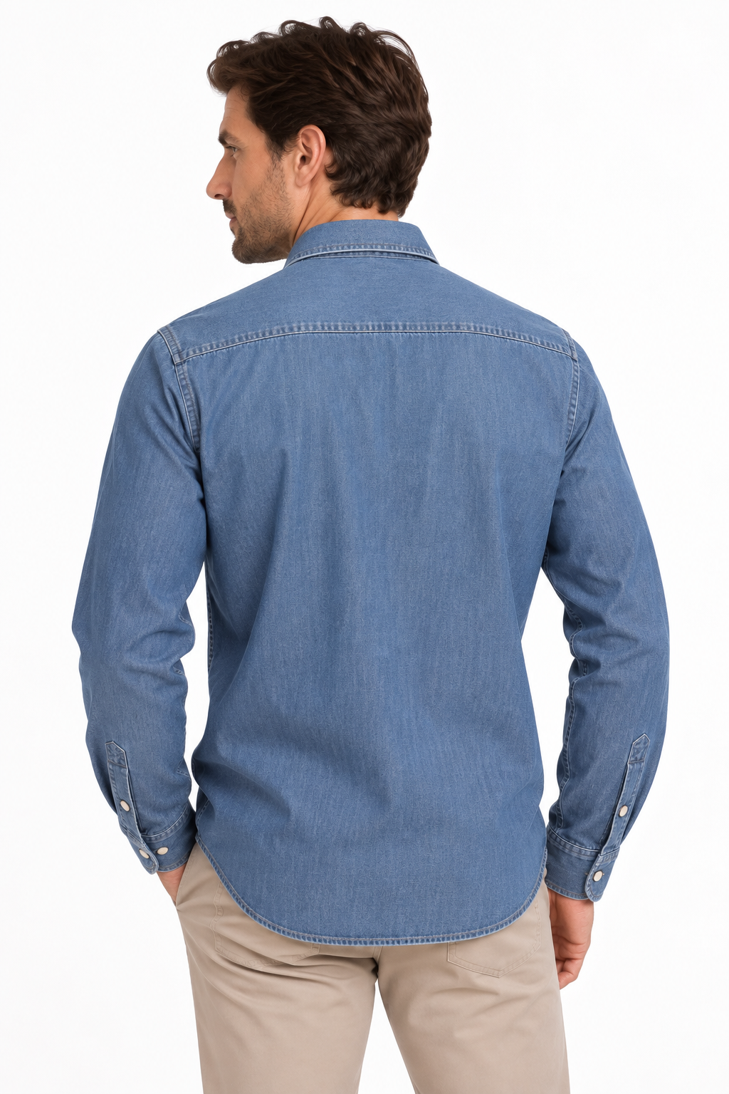 Denim shirt with snap buttons