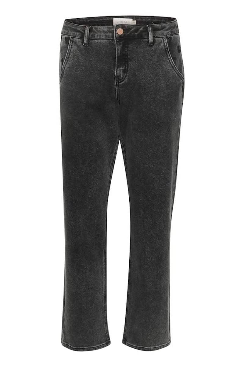 Jean délavé noir, coupe droite, look intemporel, style décontracté, 5 poches.