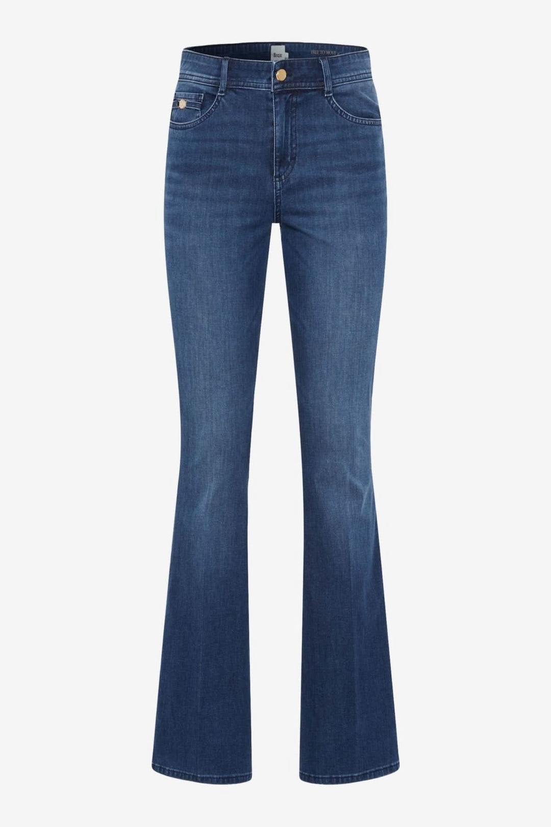 Jean Shakira Bootcut en denim bleu, offrant une coupe slim et bas évasé pour un style moderne et confortable.