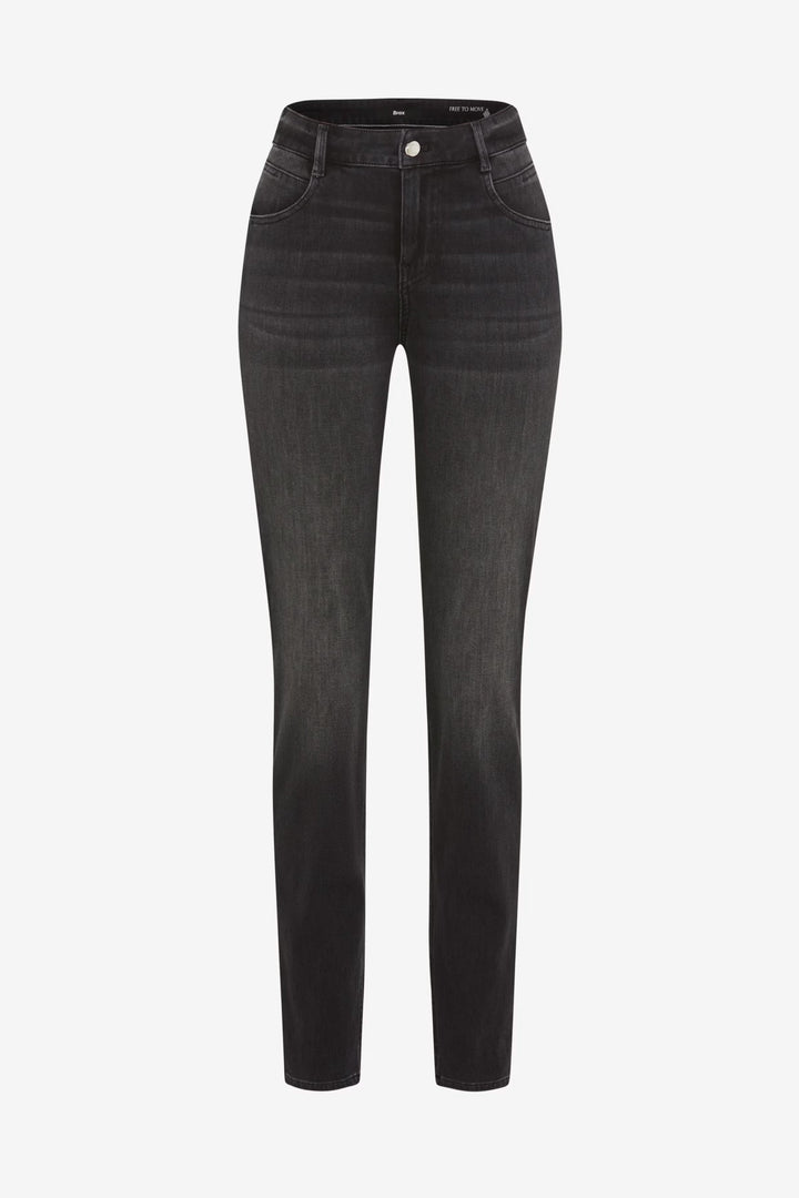 Jeans Shakira coupe ajustée à taille mi-haute en denim extensible, confortable et stylé, idéal pour toutes occasions.