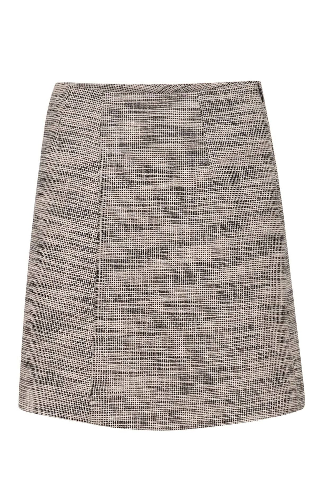 Jupe Zaccai avec motif de petits carreaux, coupe droite, longueur mi-cuisse, idéale pour le bureau.