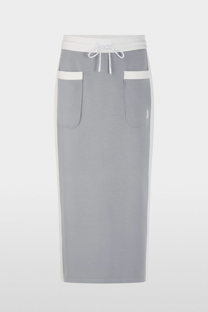 Jupe midi sportive avec taille élastique, cordon de serrage, bandes contrastées et poches, fente arrière pour plus de confort.