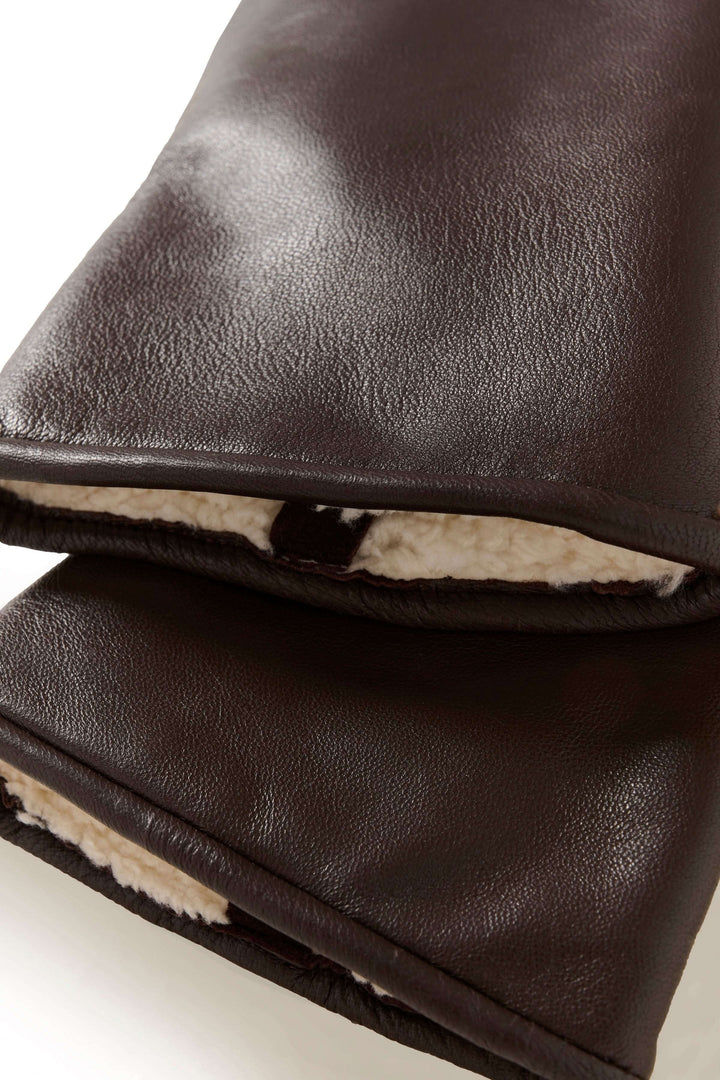 Mitaines Fiori en cuir véritable brun, doublure douce pour un confort exceptionnel en hiver.