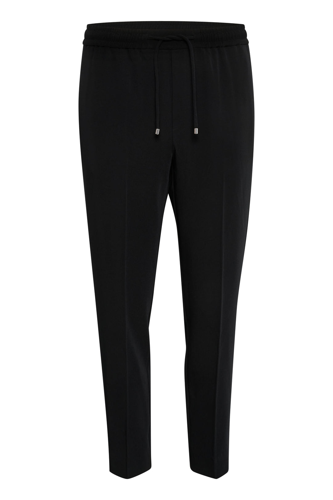 Pantalon Adian noir inspiré du jogger, avec taille élastique, poches et coupe décontractée.