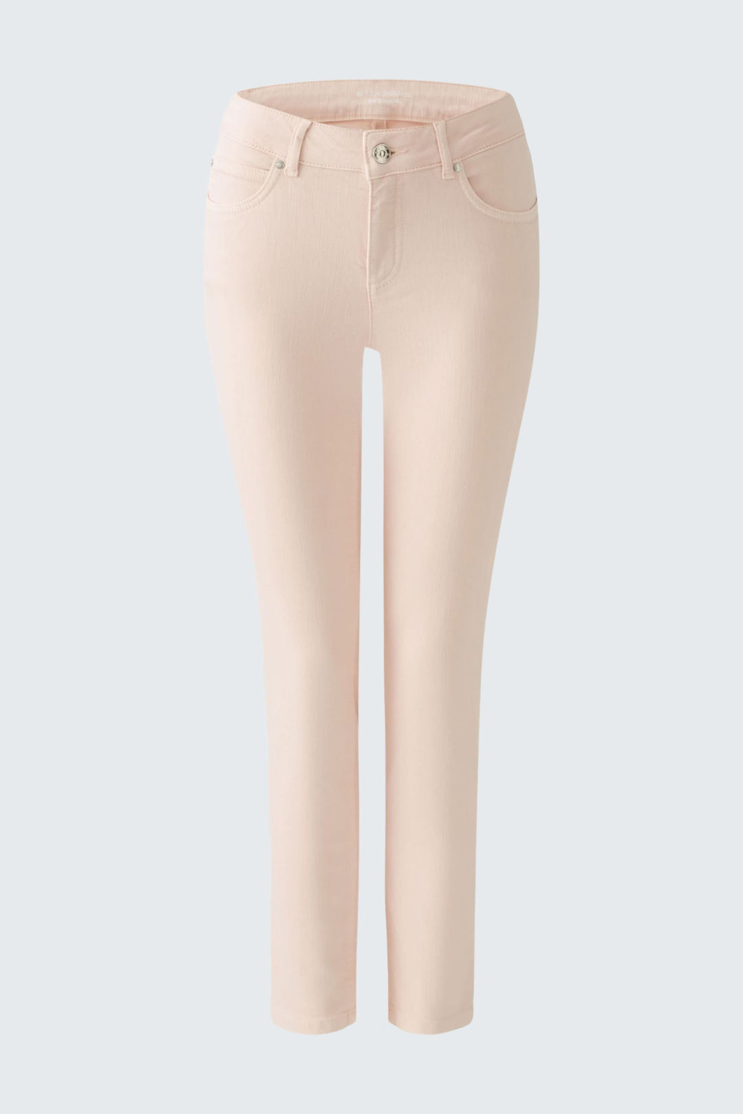 Pantalon Baxtor slim rose avec fermeture Zip-Fly et cinq poches, idéal pour un look décontracté et stylé.
