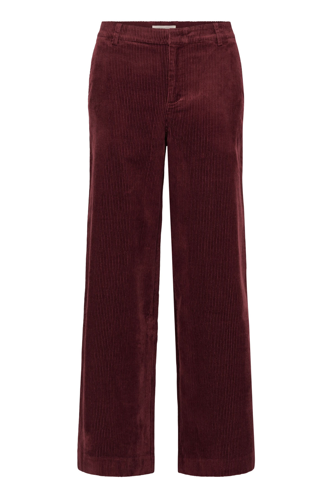 Pantalon Clarissi en velours côtelé, coupe large et élégante, taille haute, couleur bordeaux.