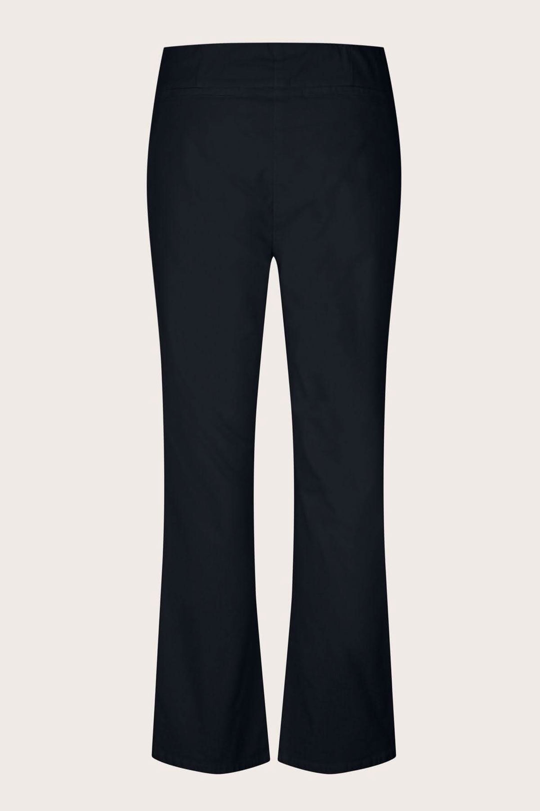 Pantalon Papy noir en velours côtelé avec taille élastiquée et jambes légèrement évasées, style rétro.